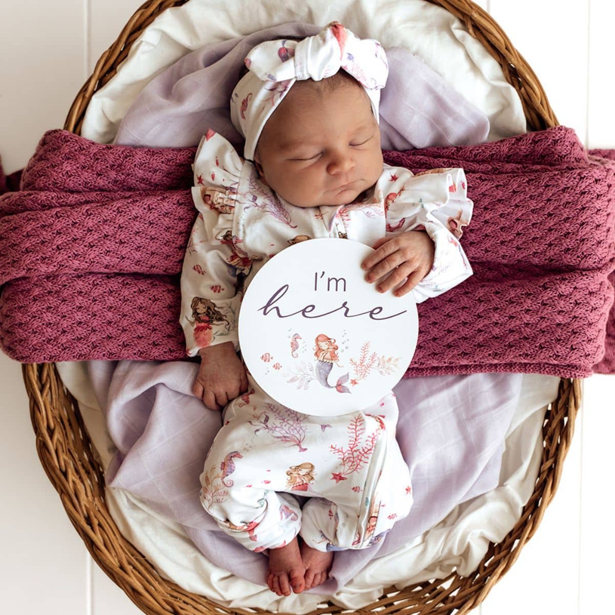 Snuggle Hunny Reversible Milestone Cards - Mermaid and Lilac