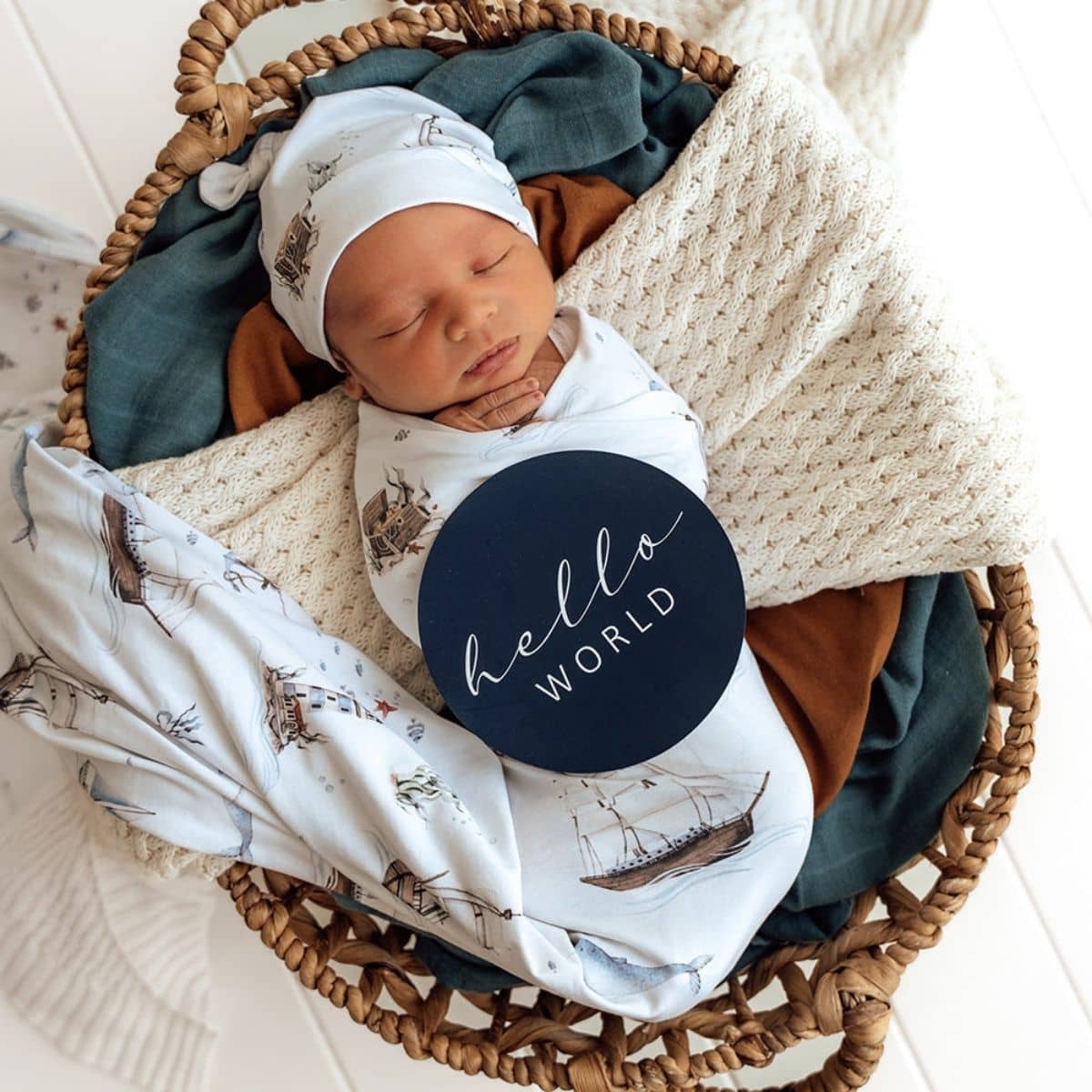 Snuggle Hunny Reversible Milestone Cards - Set Sail and Navy