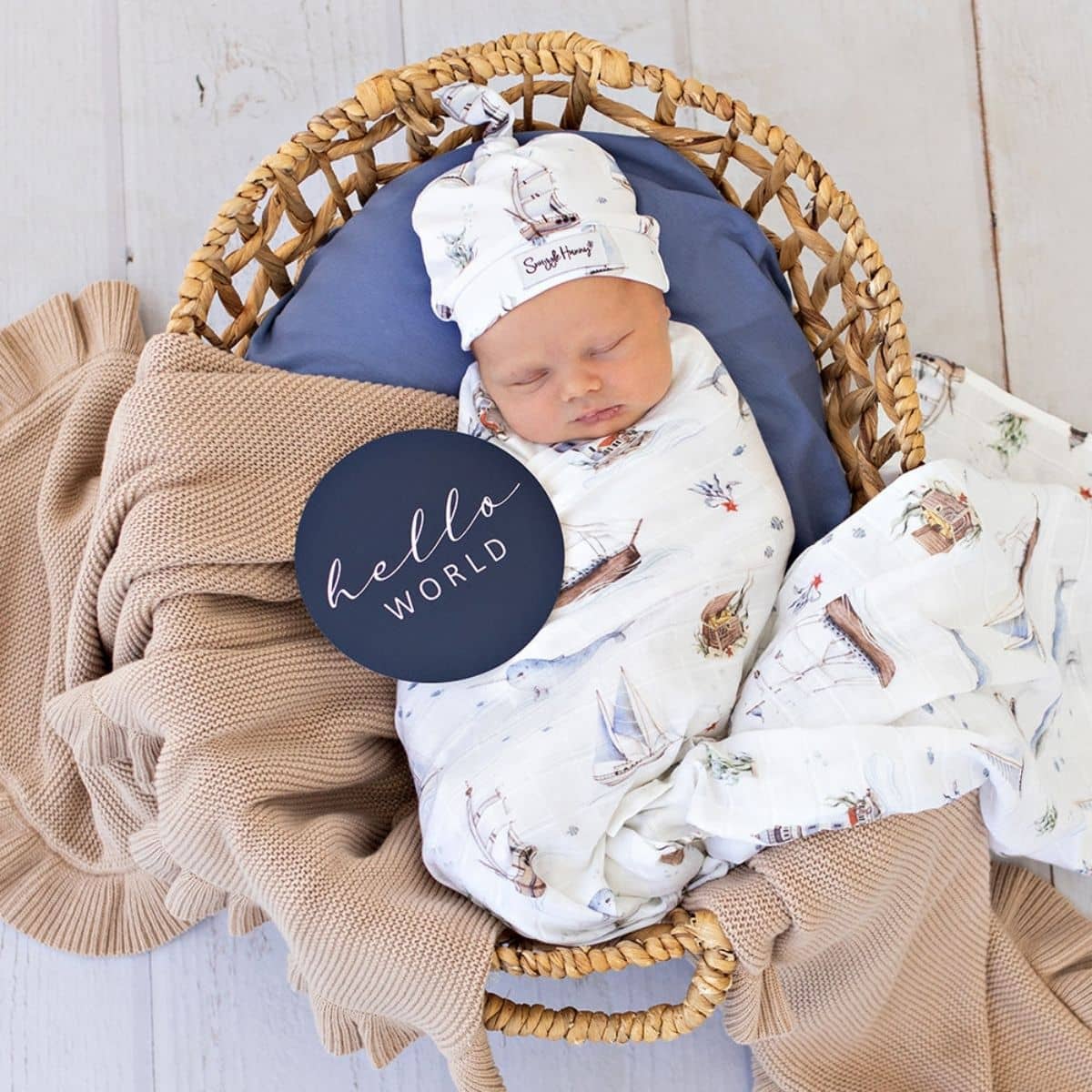 Snuggle Hunny Reversible Milestone Cards - Set Sail and Navy