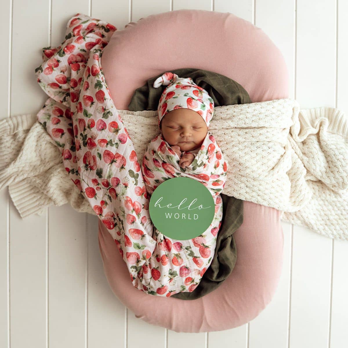 Snuggle Hunny Reversible Milestone Cards - Strawberry and Moss