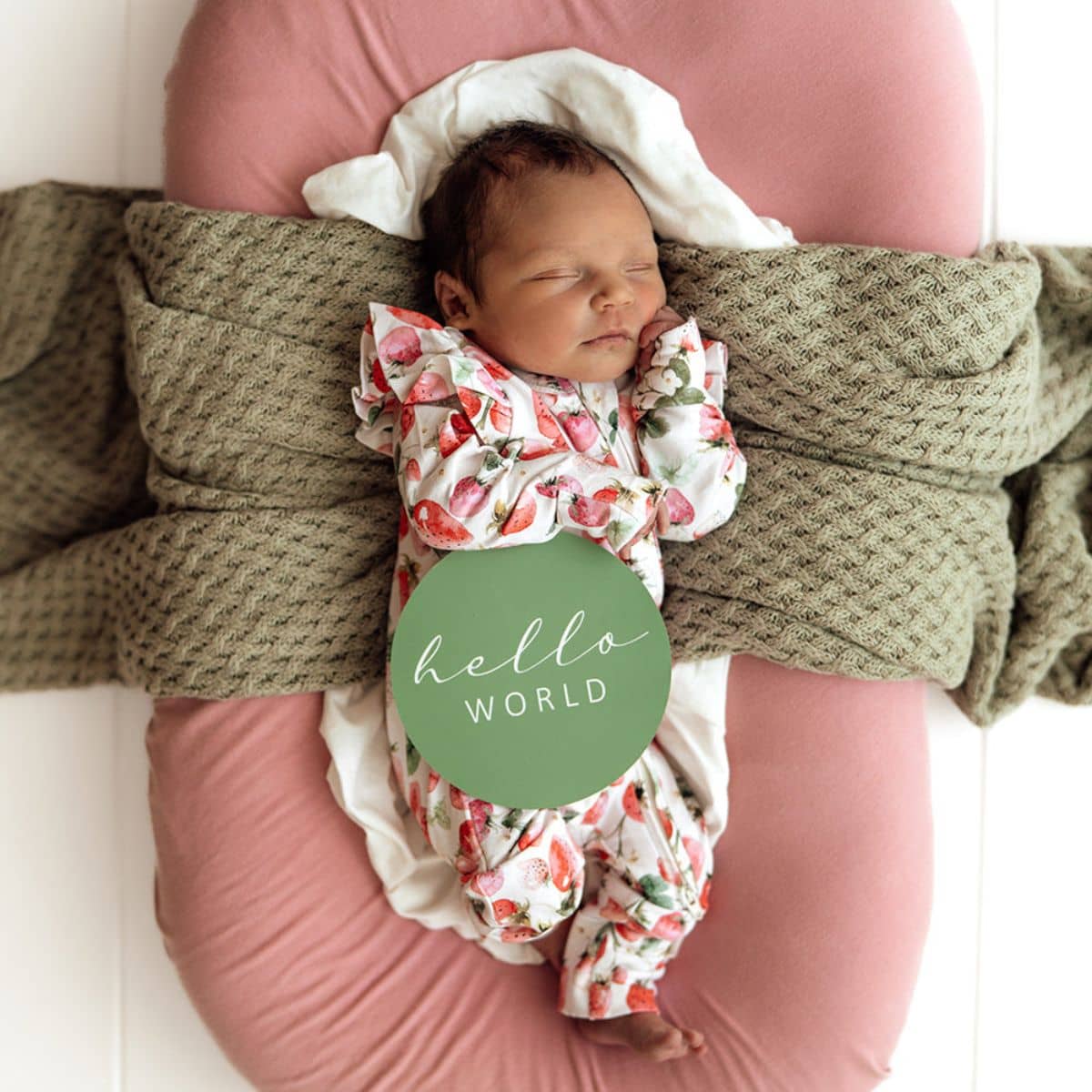 Snuggle Hunny Reversible Milestone Cards - Strawberry and Moss