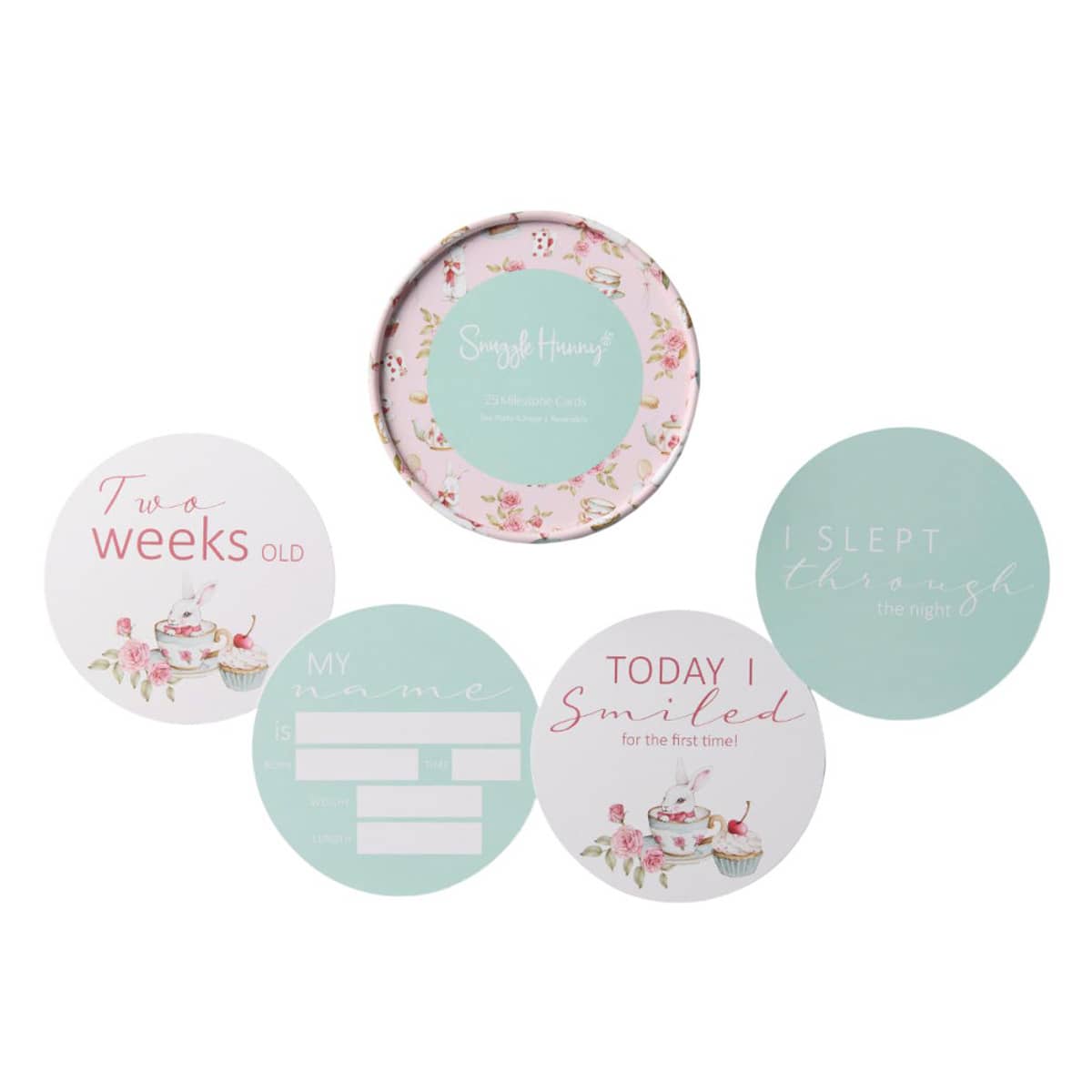 Snuggle Hunny Reversible Milestone Cards - Tea Party and Sage