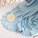Snuggle Hunny Ruffle Knit Baby Blanket - Baby Blue