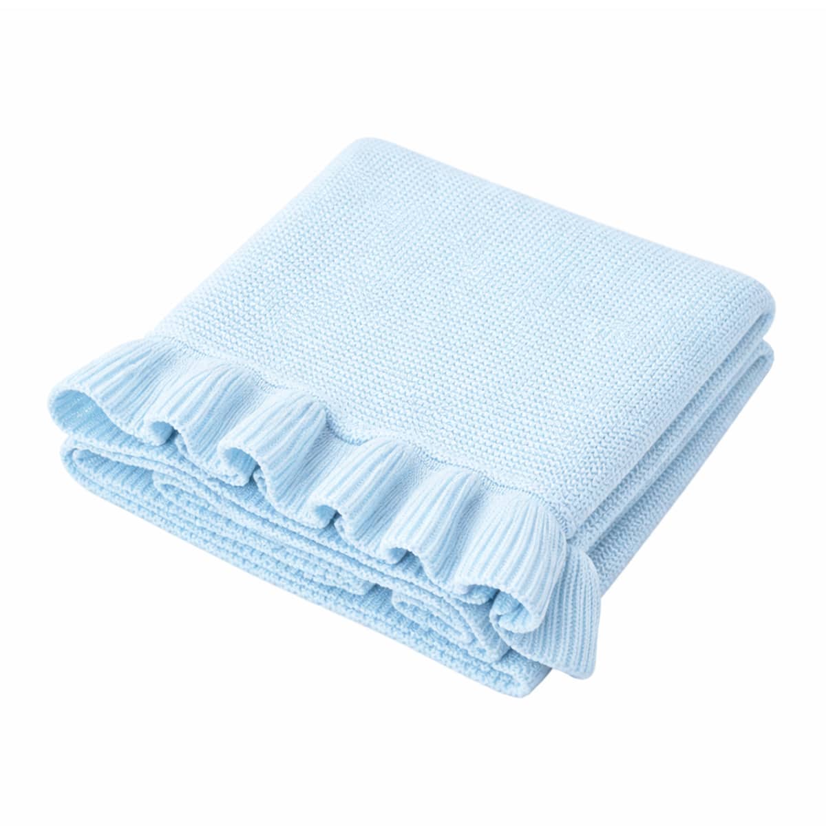 Snuggle Hunny Ruffle Knit Baby Blanket - Baby Blue