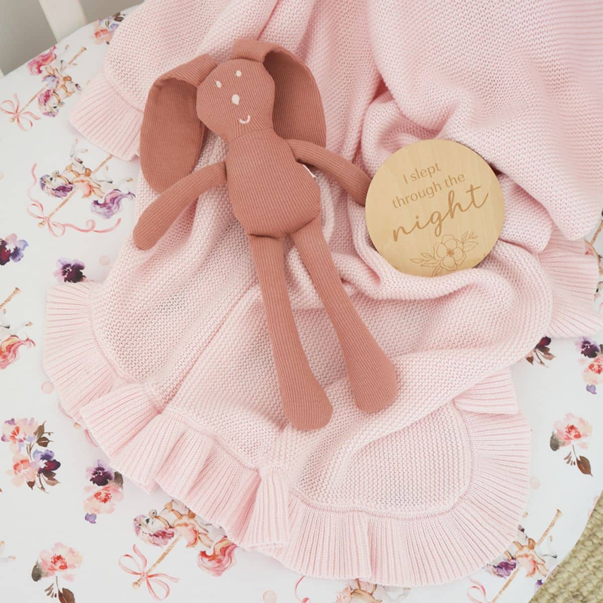 Snuggle Hunny Ruffle Knit Baby Blanket - Blush Pink