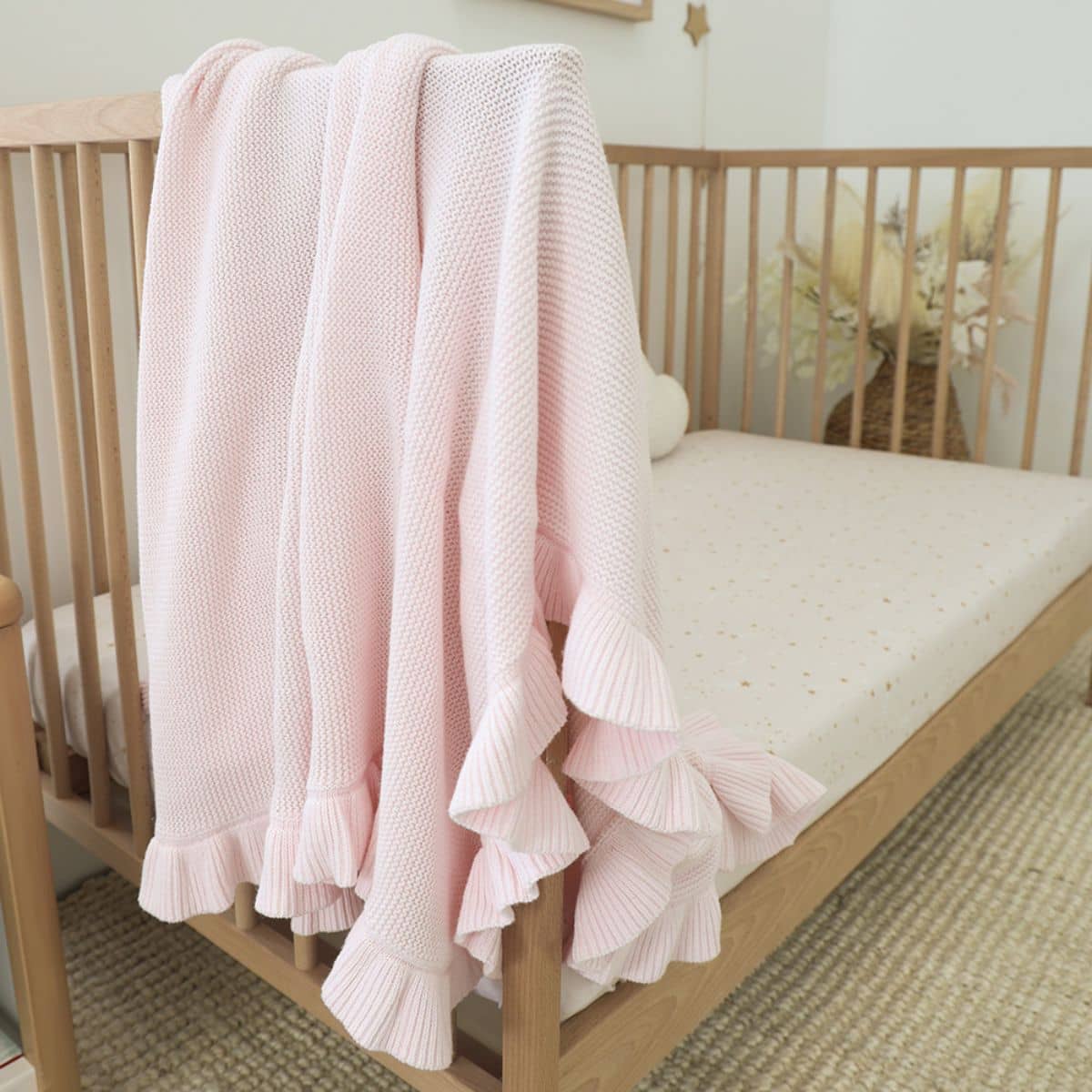 Snuggle Hunny Ruffle Knit Baby Blanket - Blush Pink
