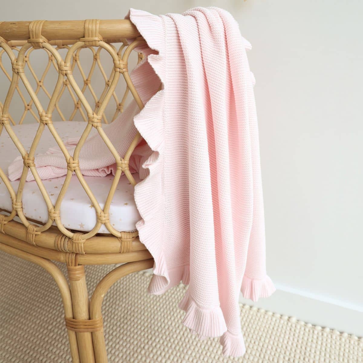 Snuggle Hunny Ruffle Knit Baby Blanket - Blush Pink