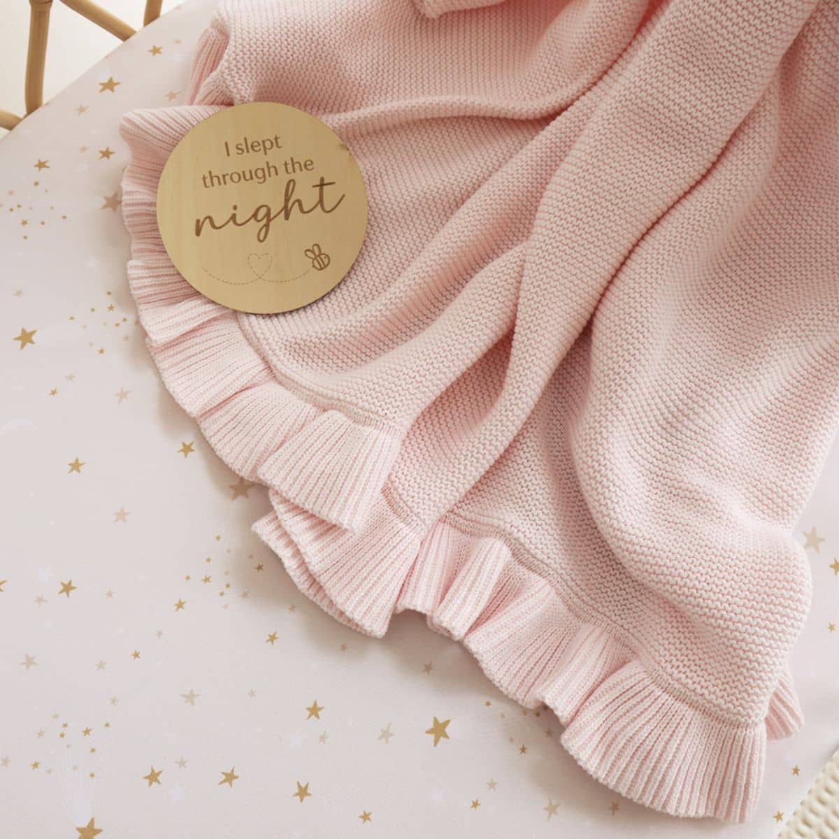 Snuggle Hunny Ruffle Knit Baby Blanket - Blush Pink