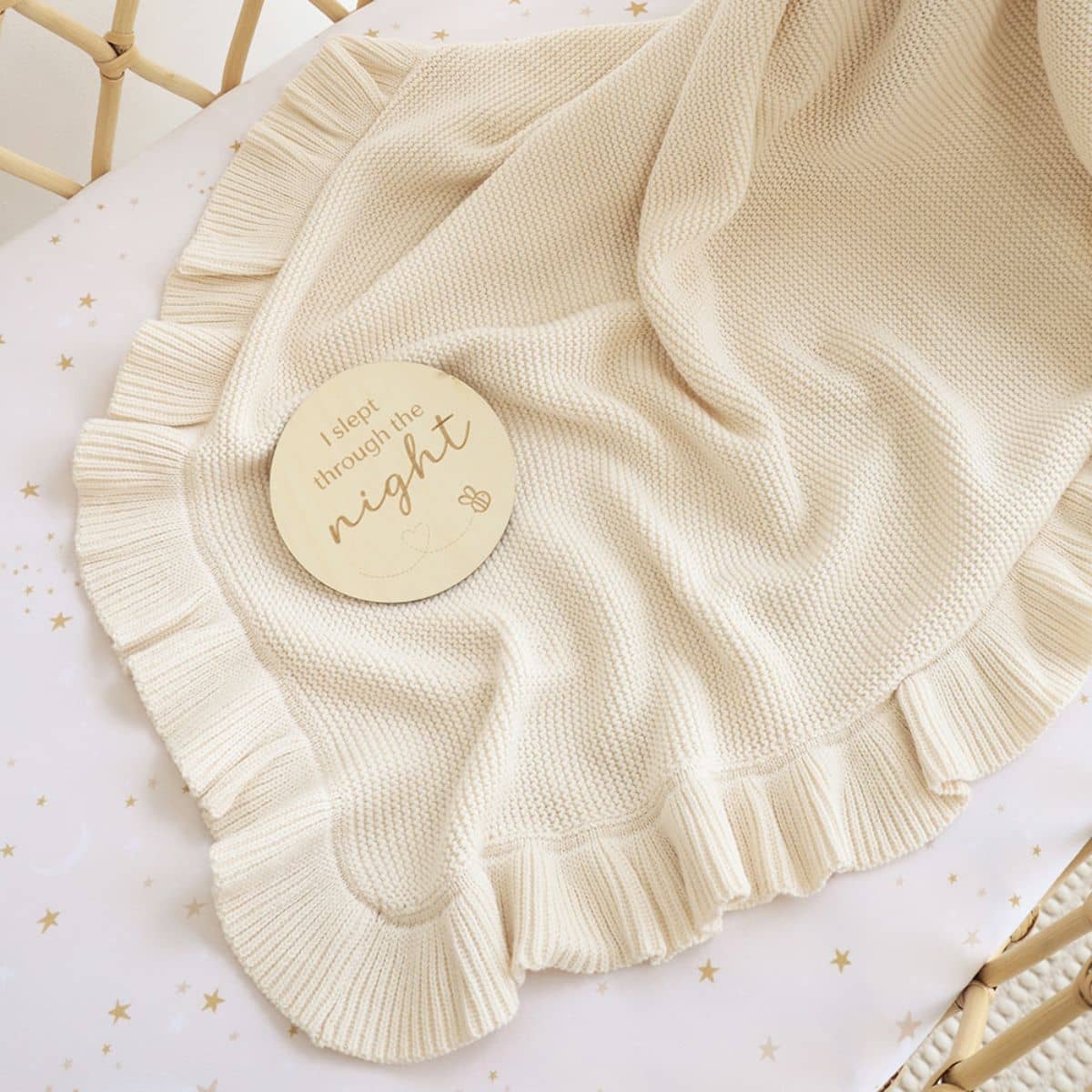 Snuggle Hunny Ruffle Knit Baby Blanket - Cream