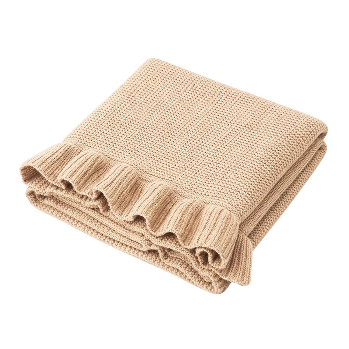 Snuggle Hunny Ruffle Knit Baby Blanket - Hazelnut