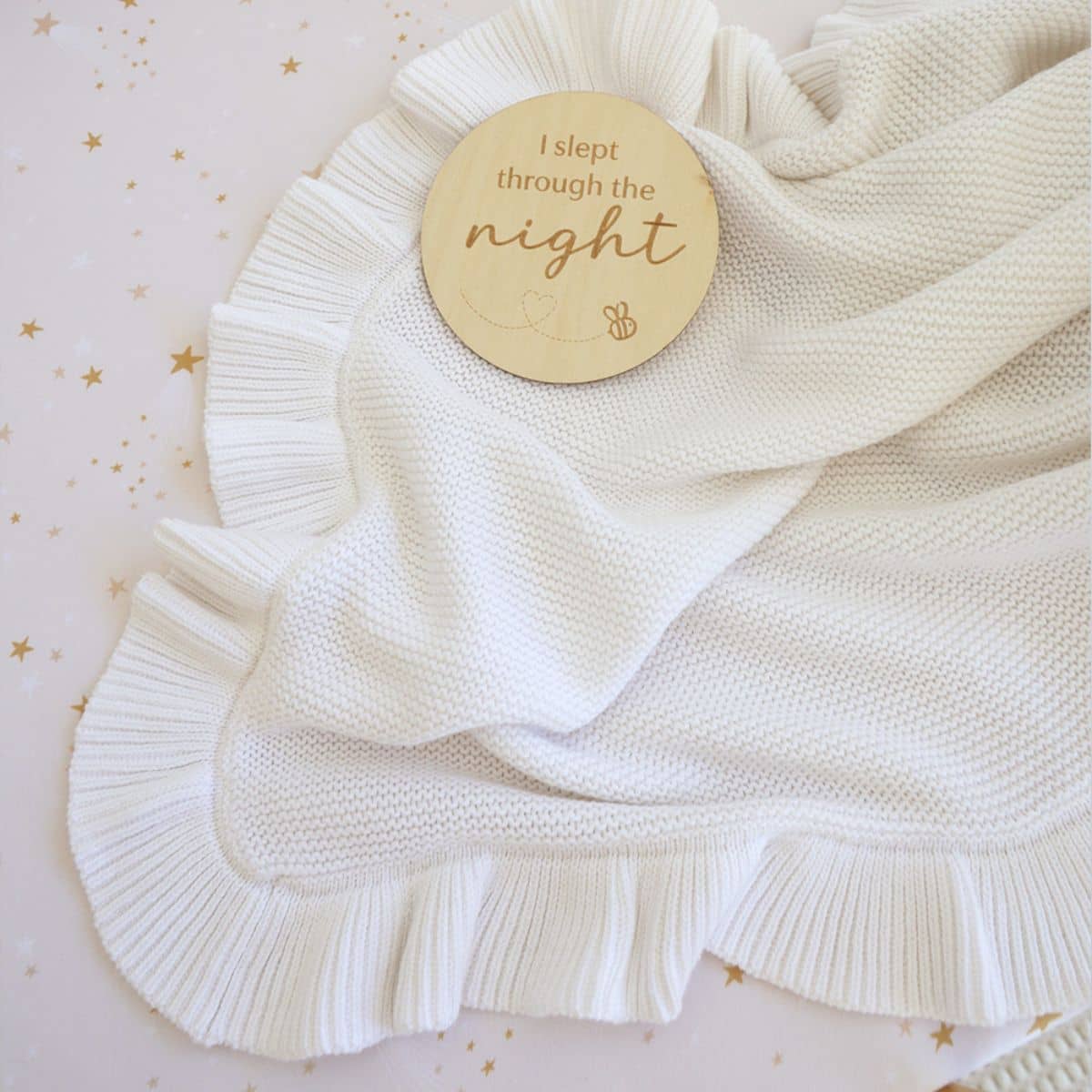 Snuggle Hunny Ruffle Knit Baby Blanket - White