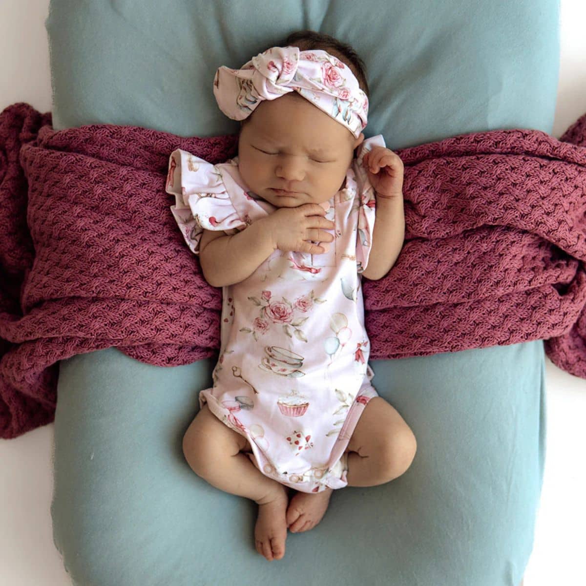 Snuggle Hunny Short Sleeve Bodysuit - Alice's Tea Party