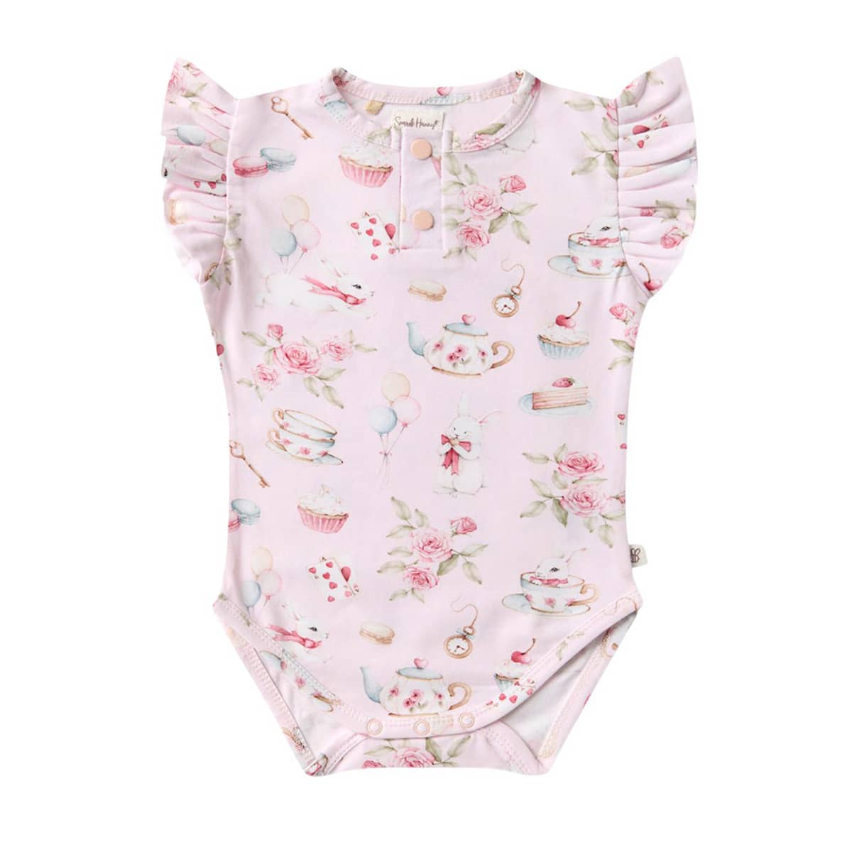 Snuggle Hunny Short Sleeve Bodysuit - Alice's Tea Party
