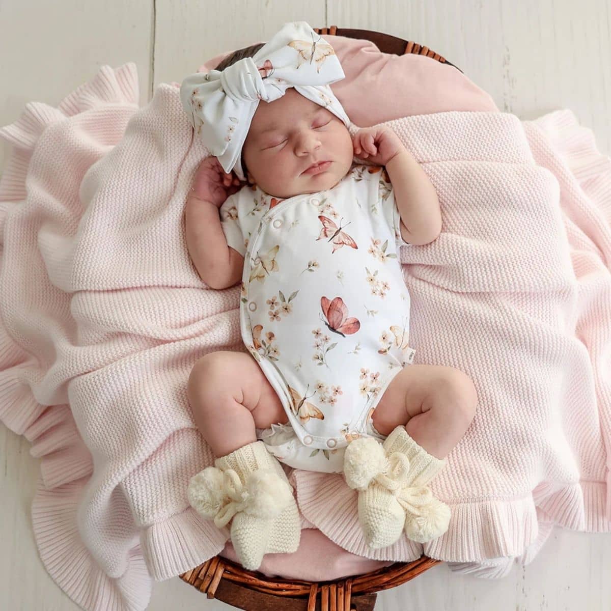 Snuggle Hunny Short Sleeve Kimono Bodysuit - Butterfly