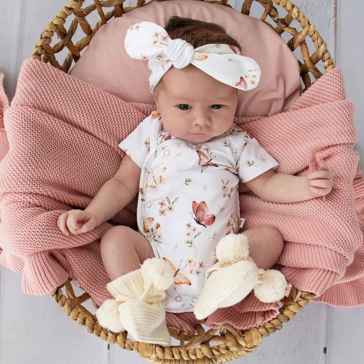 Snuggle Hunny Short Sleeve Kimono Bodysuit - Butterfly