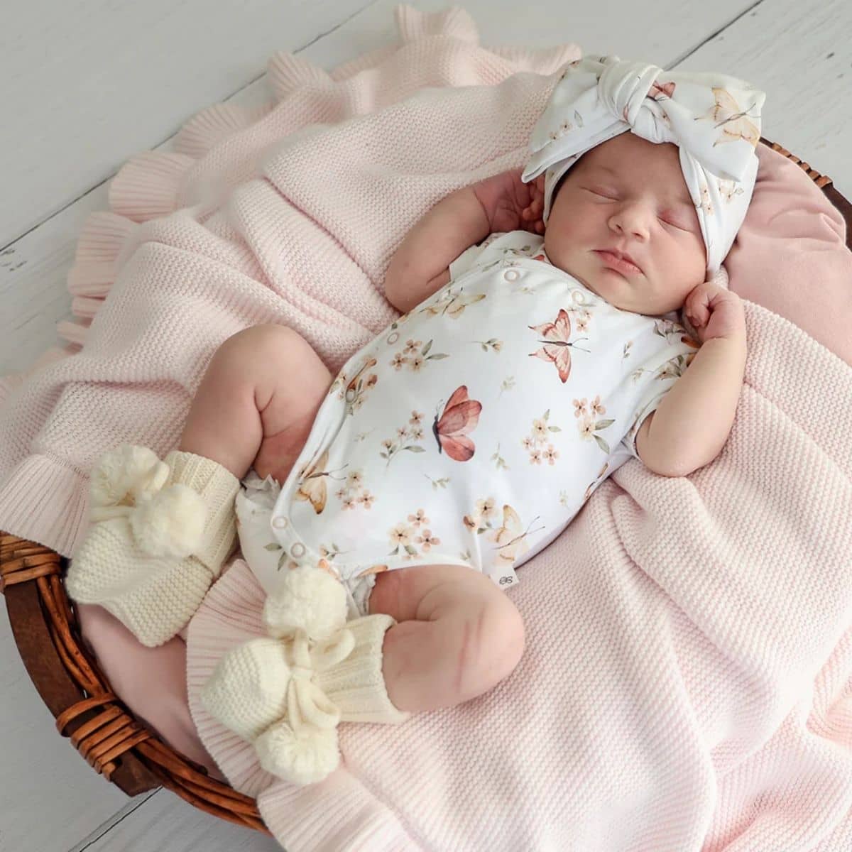 Snuggle Hunny Short Sleeve Kimono Bodysuit - Butterfly