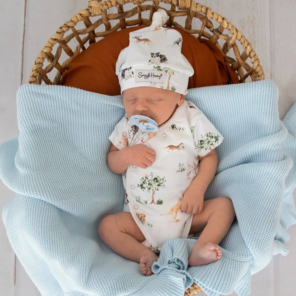 Snuggle Hunny Short Sleeve Kimono Bodysuit - Dog Park