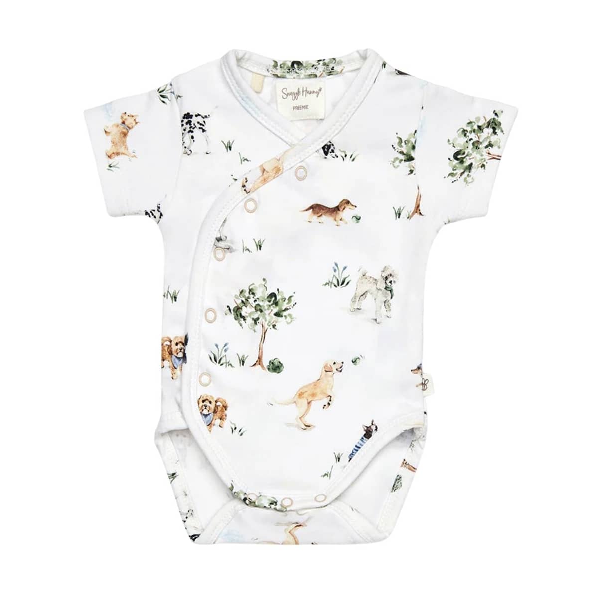 Snuggle Hunny Short Sleeve Kimono Bodysuit - Dog Park