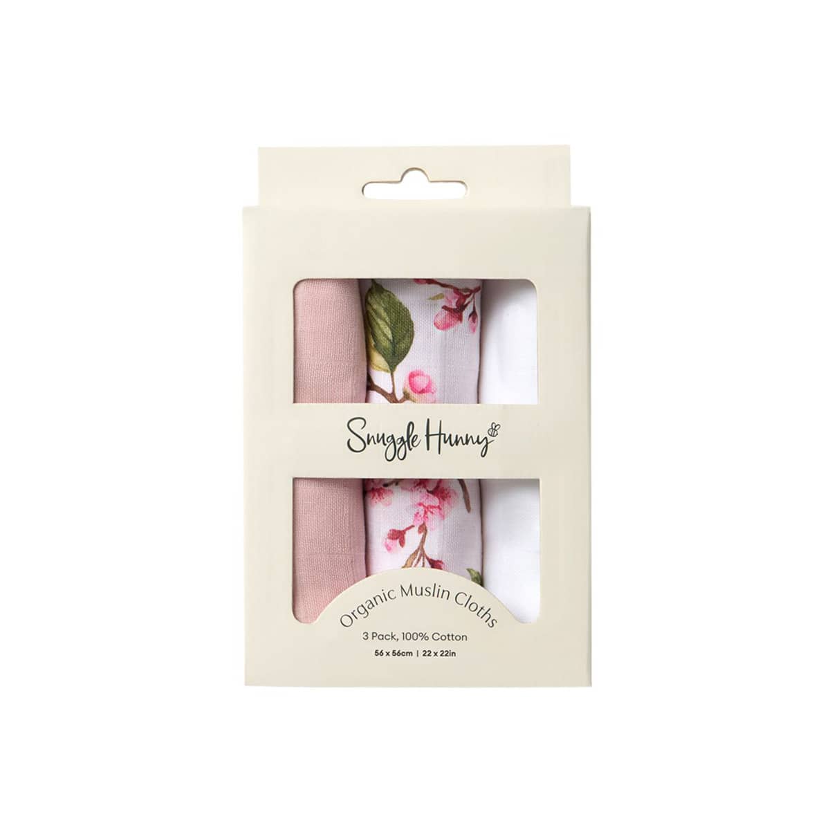 Snuggle Hunny Small Organic Muslin Cloths - Cherry Blossom / Milk / Fairytale