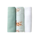 Snuggle Hunny Small Organic Muslin Cloths - Kittens / Sage / Milk