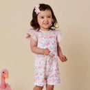 Snuggle Hunny Snuggle Overall Shorts - Flamingos