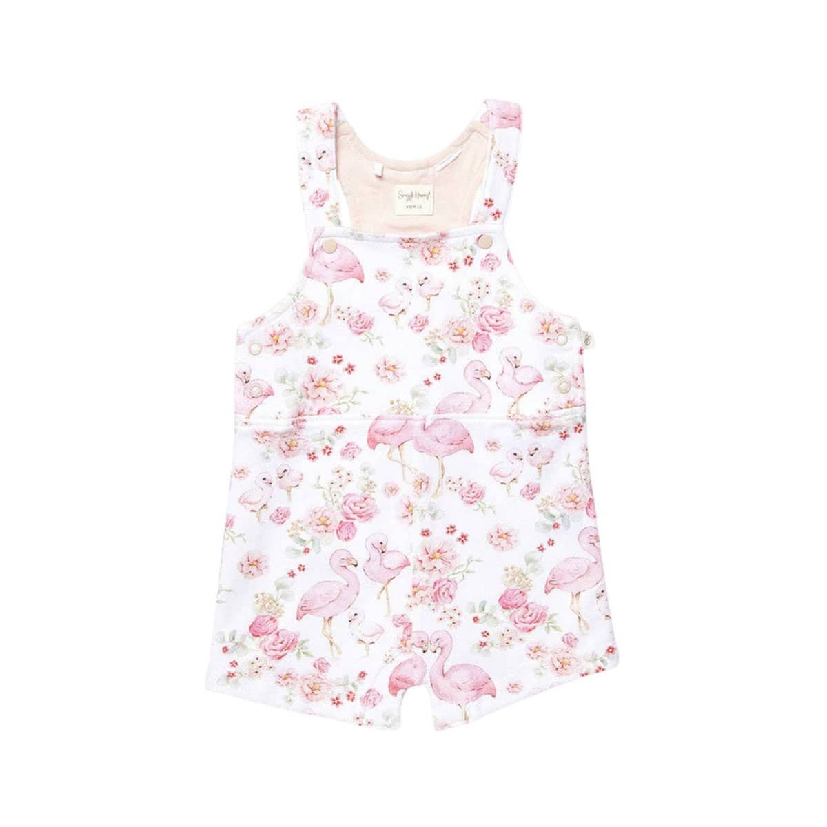 Snuggle Hunny Snuggle Overall Shorts - Flamingos