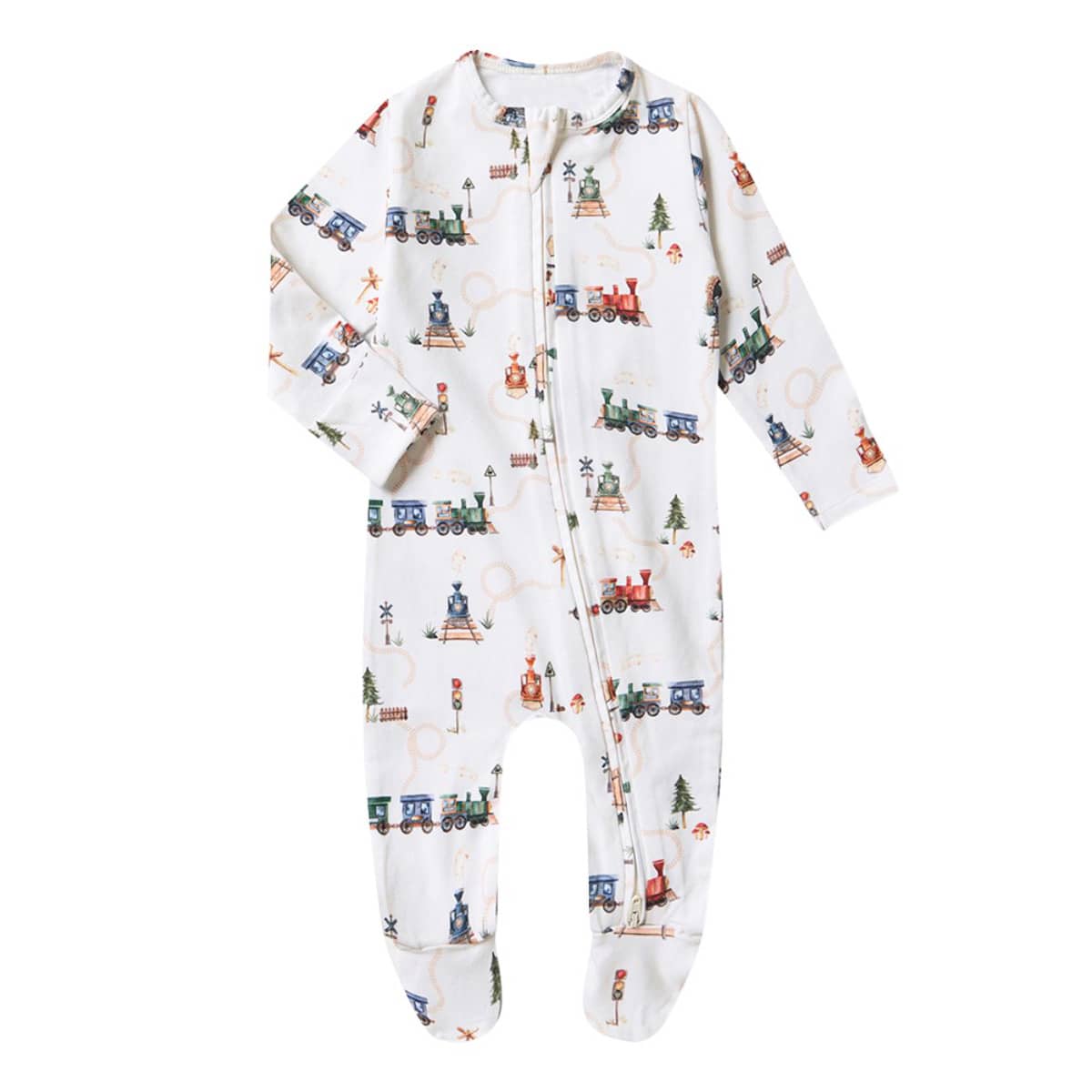 Snuggle Hunny Zip Footie - Trains