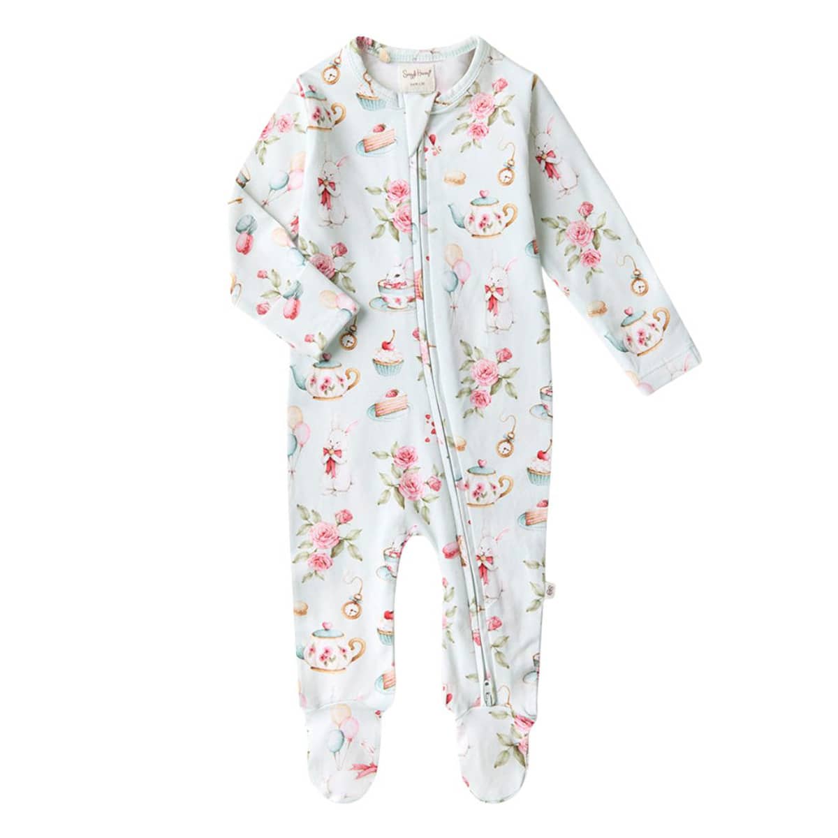 Snuggle Hunny Zip Footie - White Rabbit