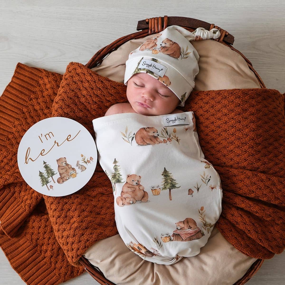 Snuggle Hunny Snuggle Swaddle Sack with Matching Headwear - Bears