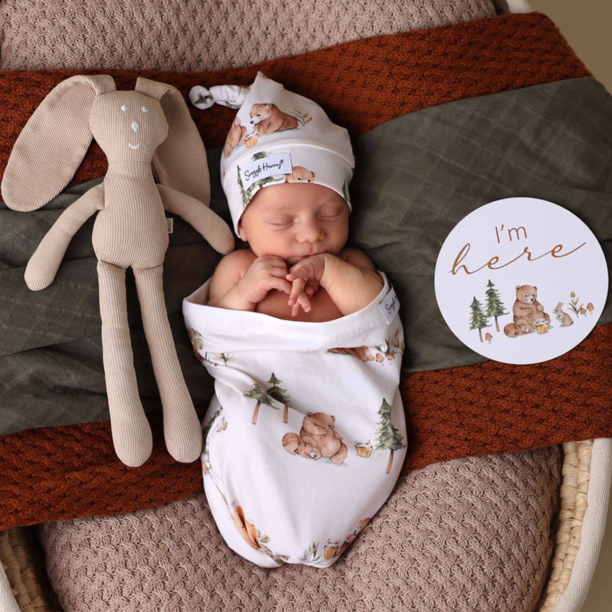 Snuggle Hunny Snuggle Swaddle Sack with Matching Headwear - Bears
