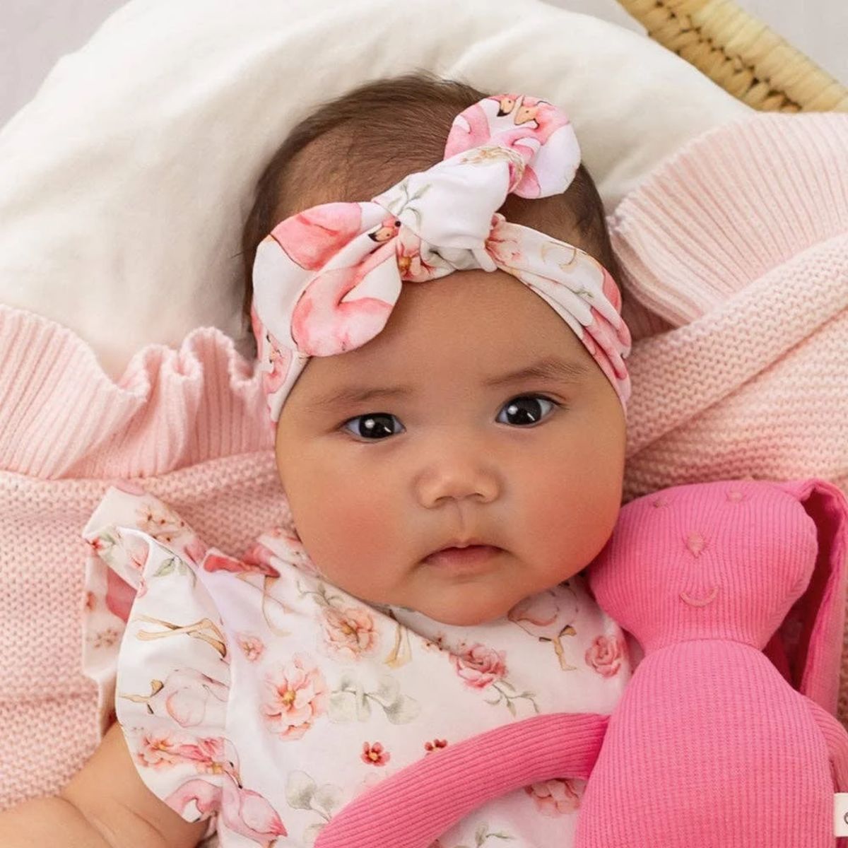 Snuggle Hunny Topknot Headband - Flamingos