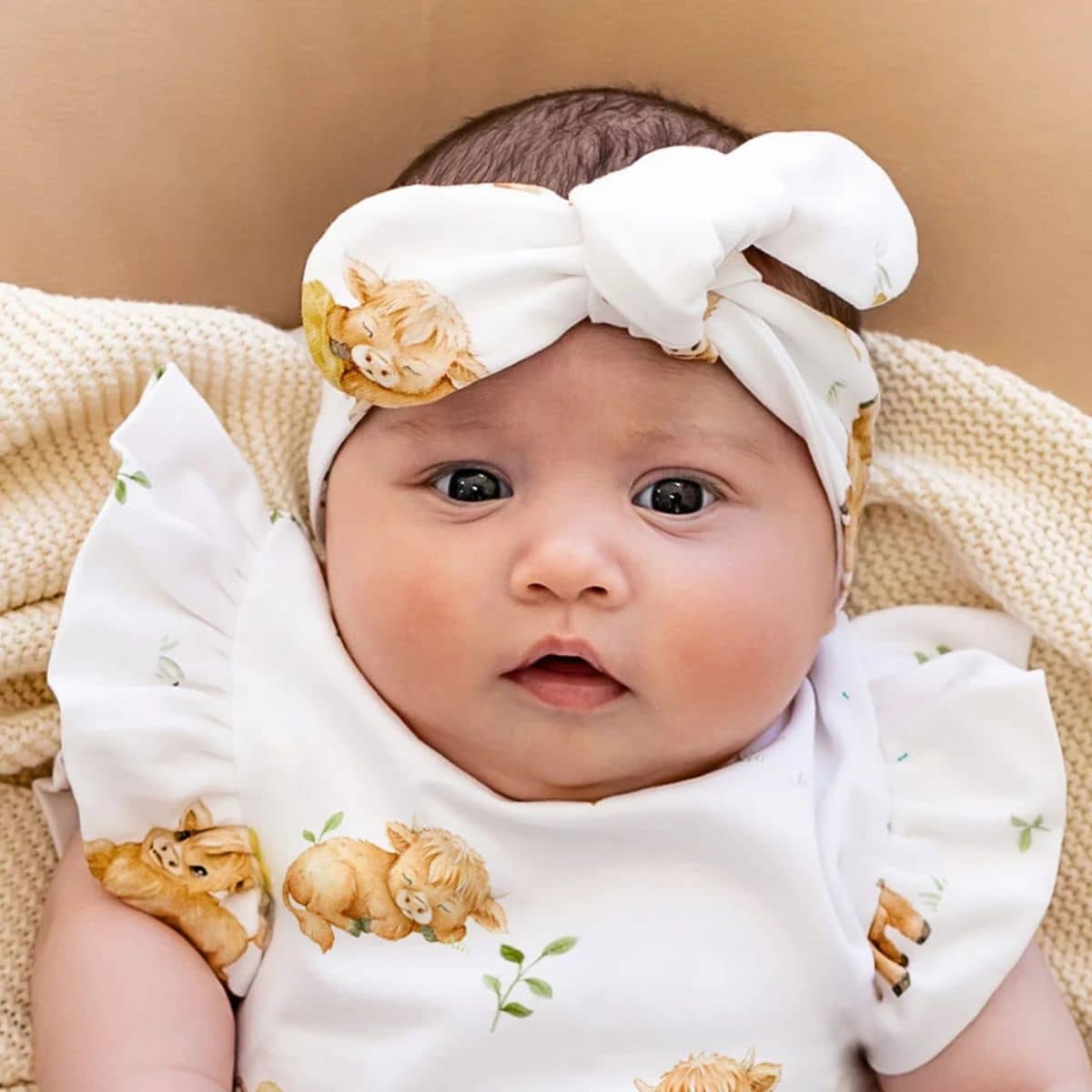 Snuggle Hunny Topknot Headband - Highland Cows