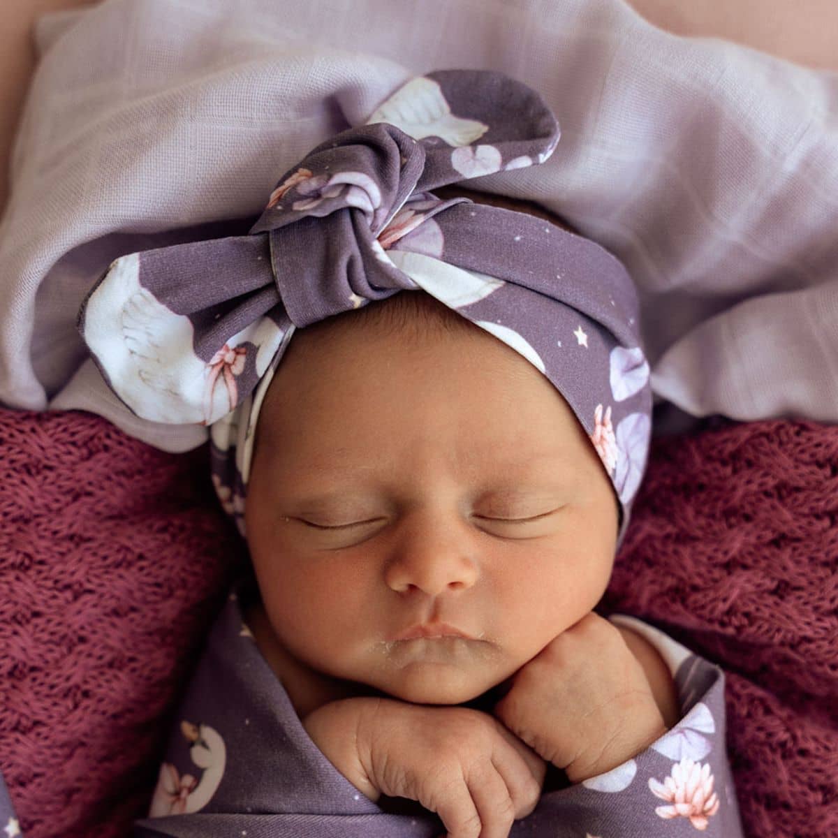 Snuggle Hunny Topknot Headband - Midnight Swan