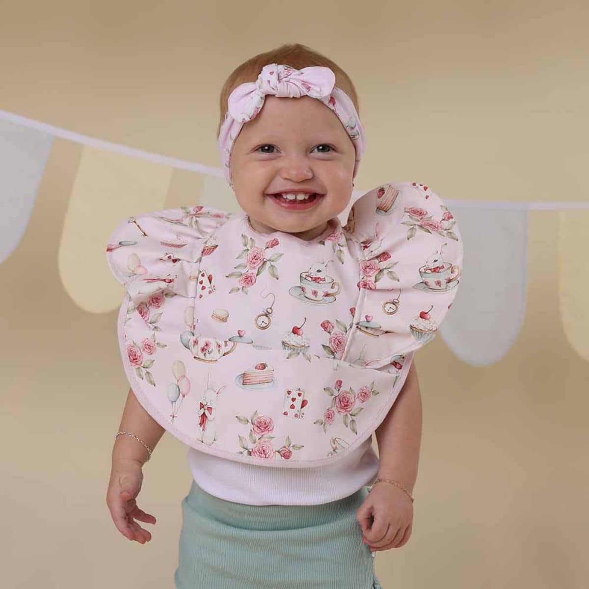 Snuggle Hunny Waterproof Snuggle Bib - Alice's Tea Party Frill