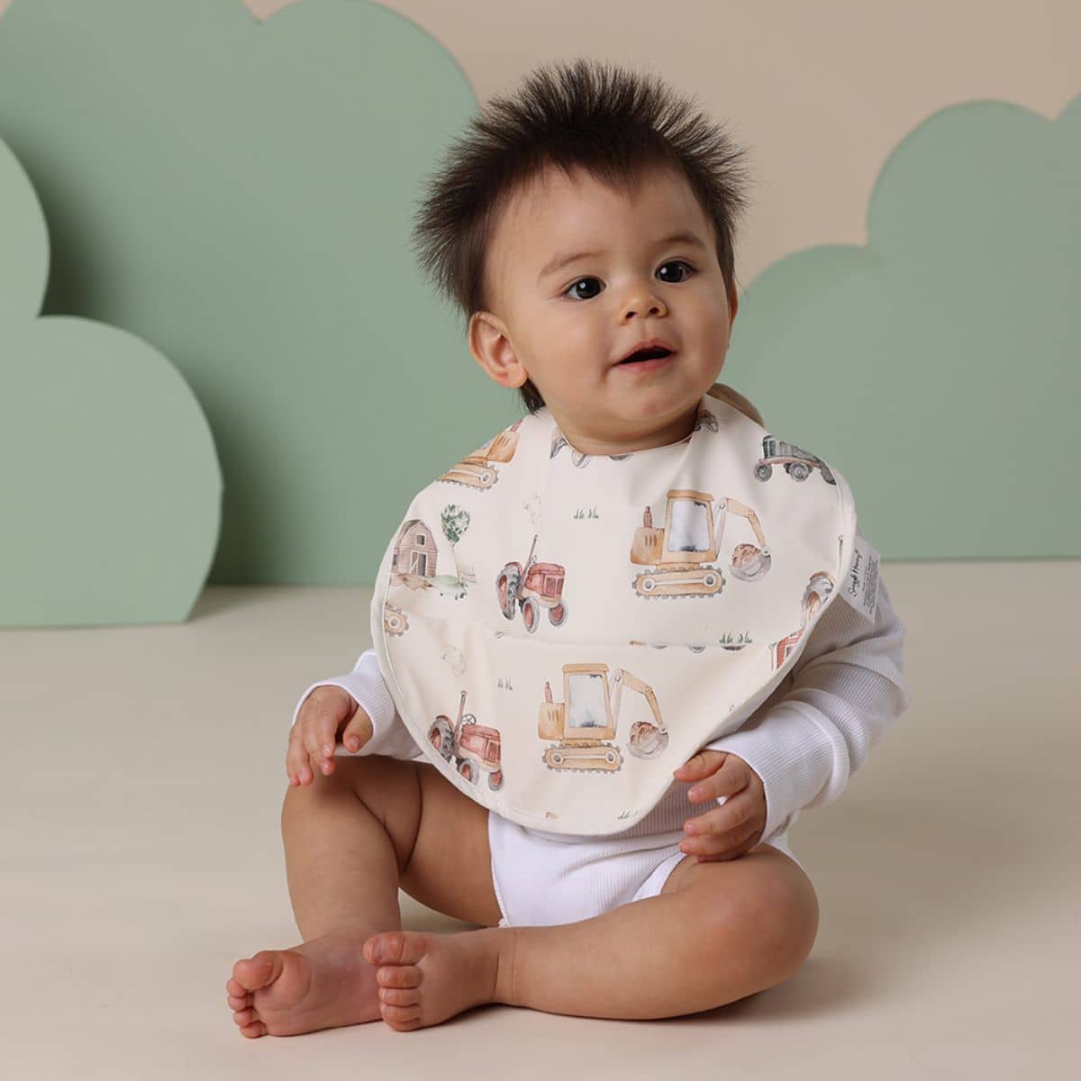 Snuggle Hunny Waterproof Snuggle Bib - Diggers and Tractors