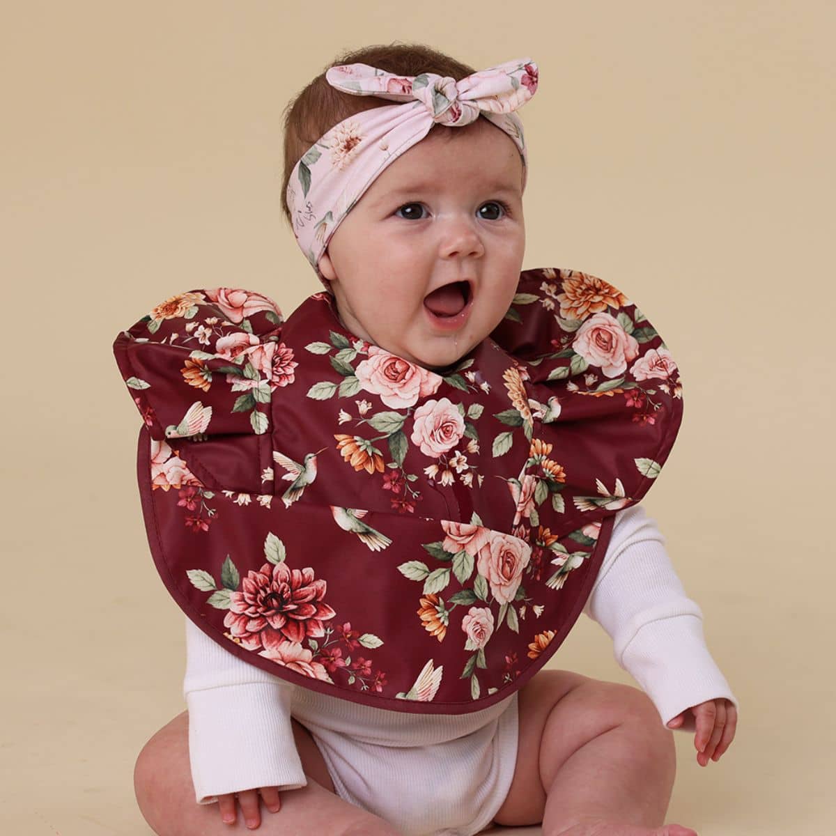 Snuggle Hunny Waterproof Snuggle Bib - Floral Flutter Frill