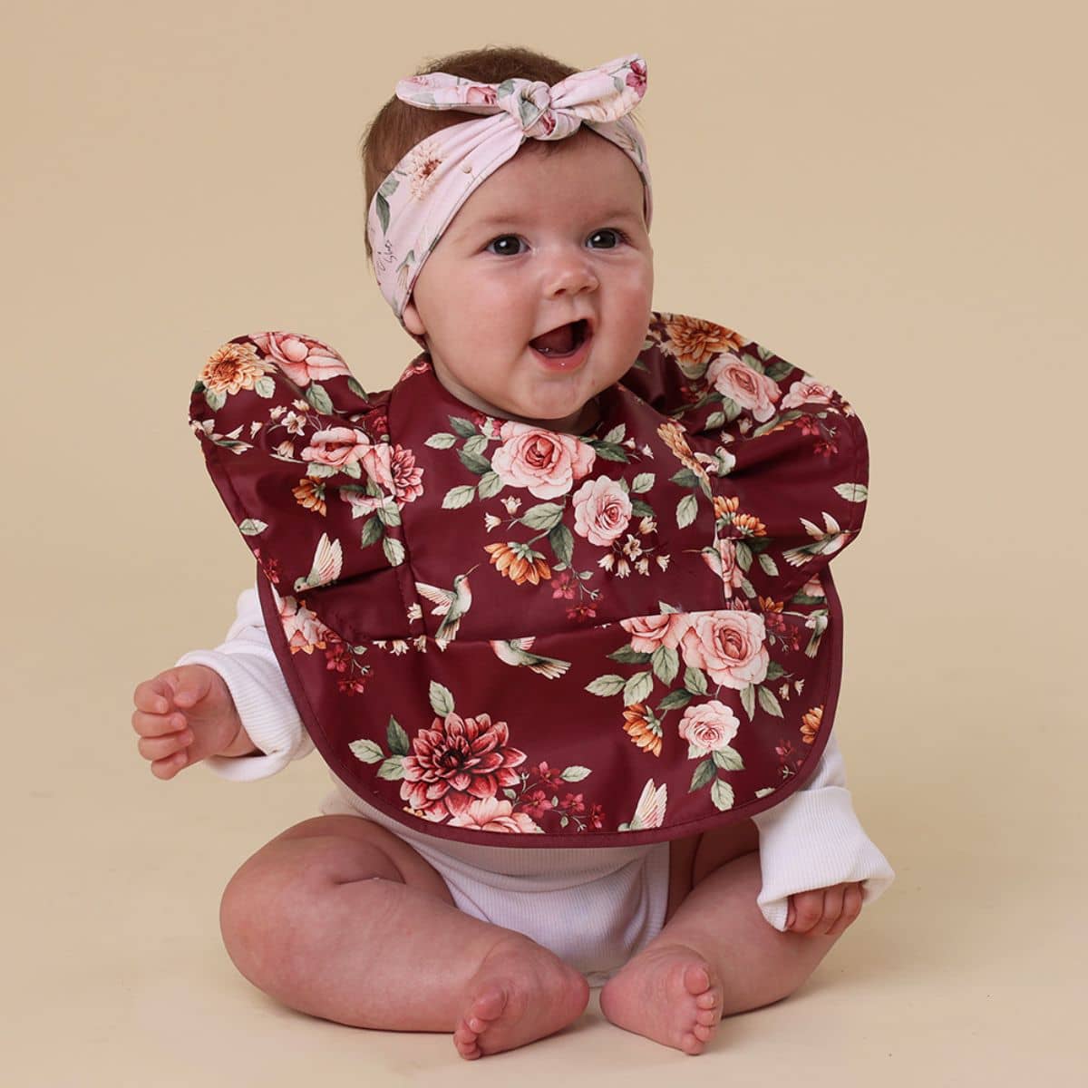 Snuggle Hunny Waterproof Snuggle Bib - Floral Flutter Frill