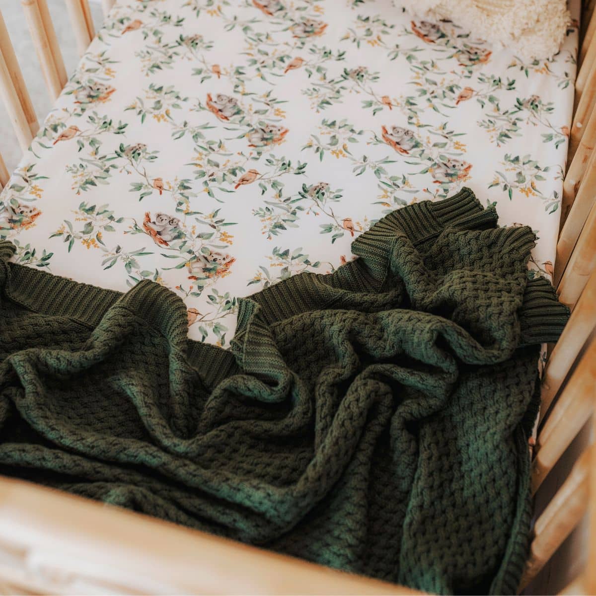 Snuggle Hunny Diamond Knit Baby Blanket - Olive