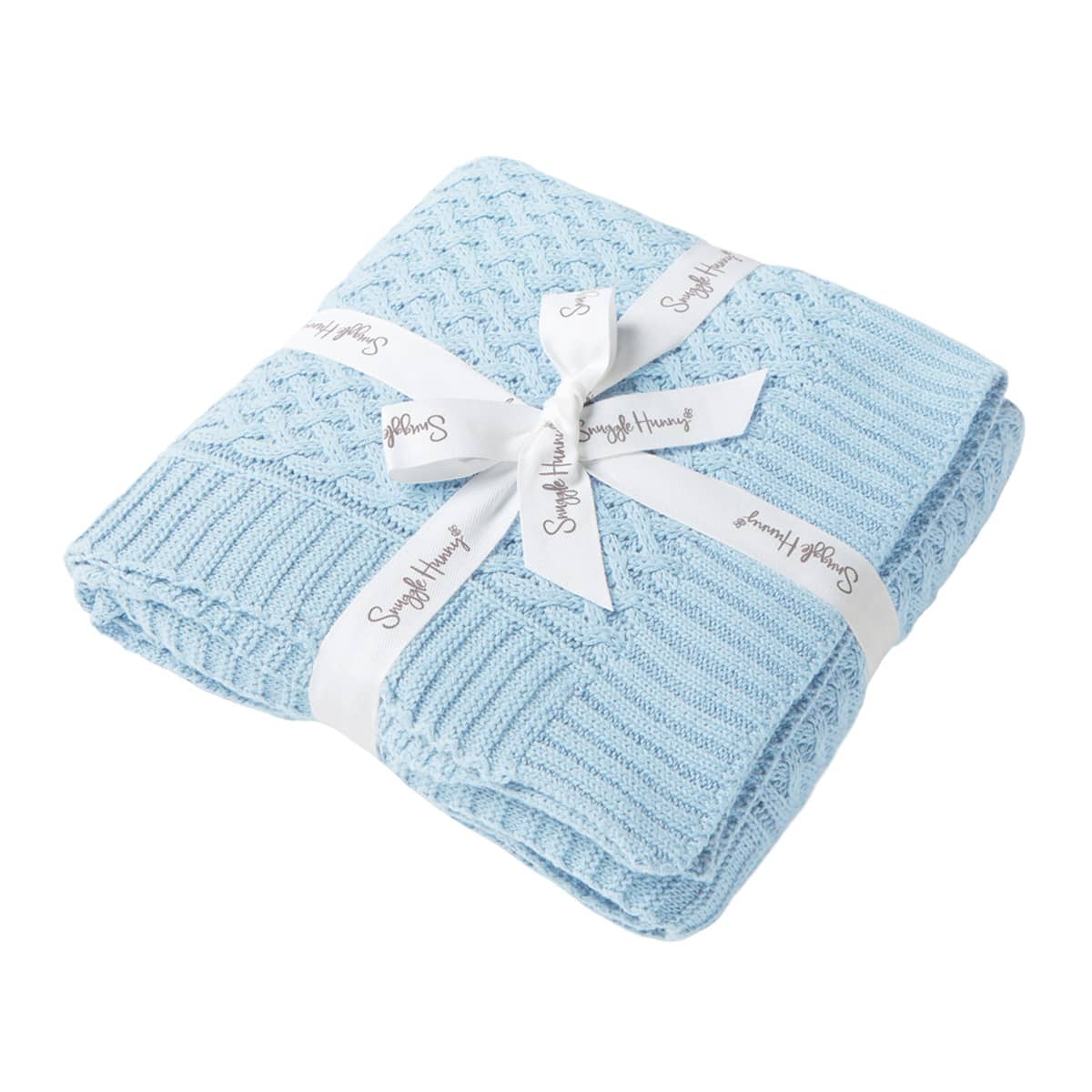 Snuggle Hunny Diamond Knit Baby Blanket - Baby Blue