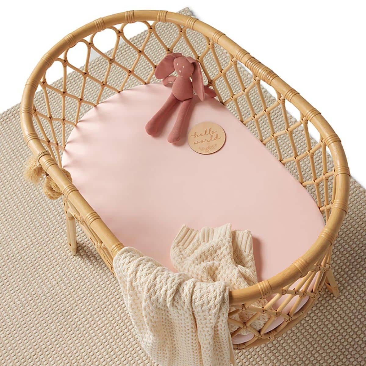 Snuggle Hunny Fitted Bassinet Sheet and Change Pad Cover - Baby Pink Organic