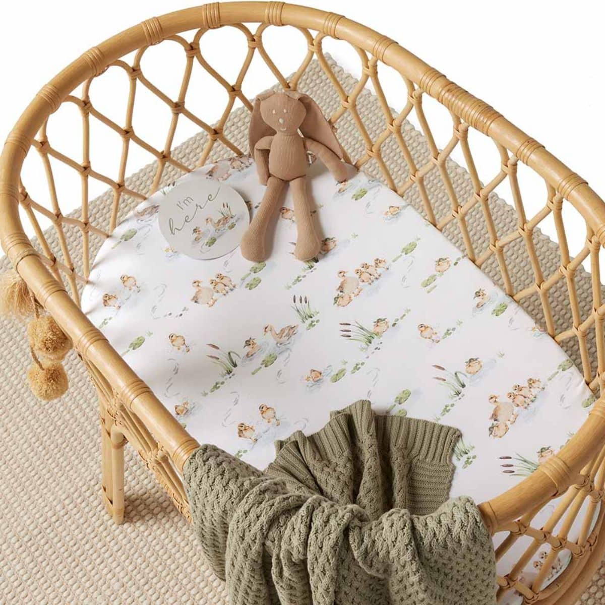 Snuggle Hunny Fitted Bassinet Sheet and Change Pad Cover - Duck Pond Organic