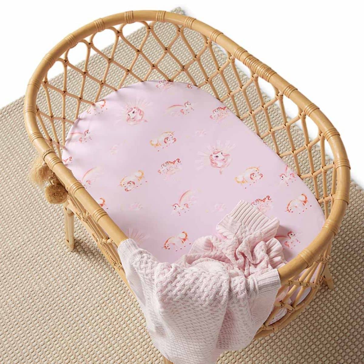 Snuggle Hunny Fitted Bassinet Sheet and Change Pad Cover - Unicorn Organic