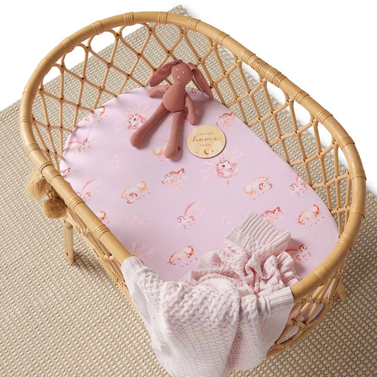 Snuggle Hunny Fitted Bassinet Sheet and Change Pad Cover - Unicorn Organic
