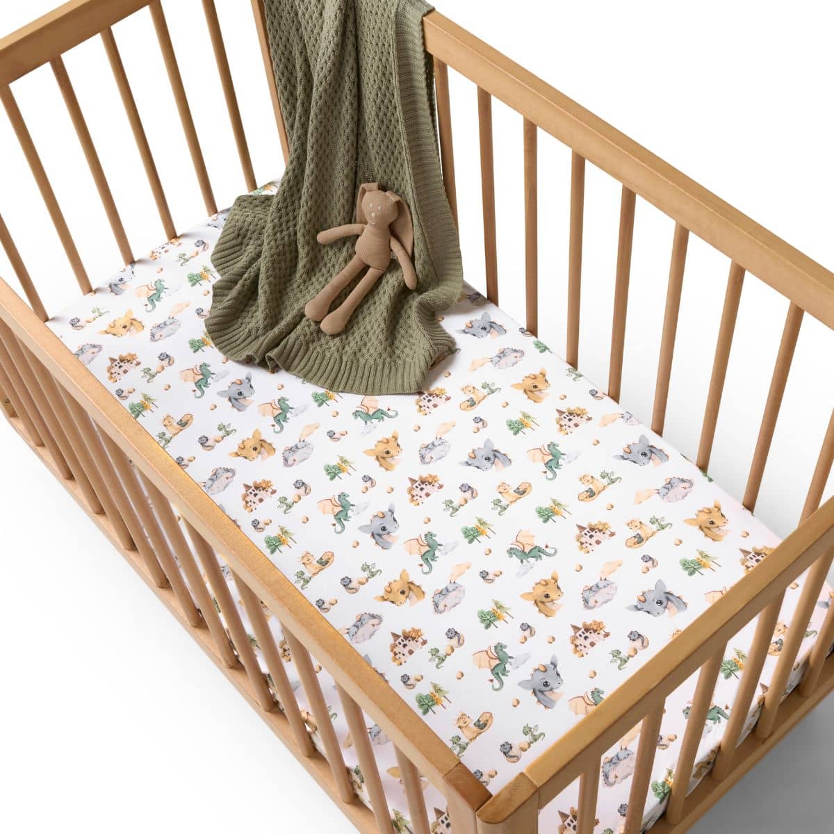 Snuggle Hunny Fitted Cot Sheet - Dragon Organic