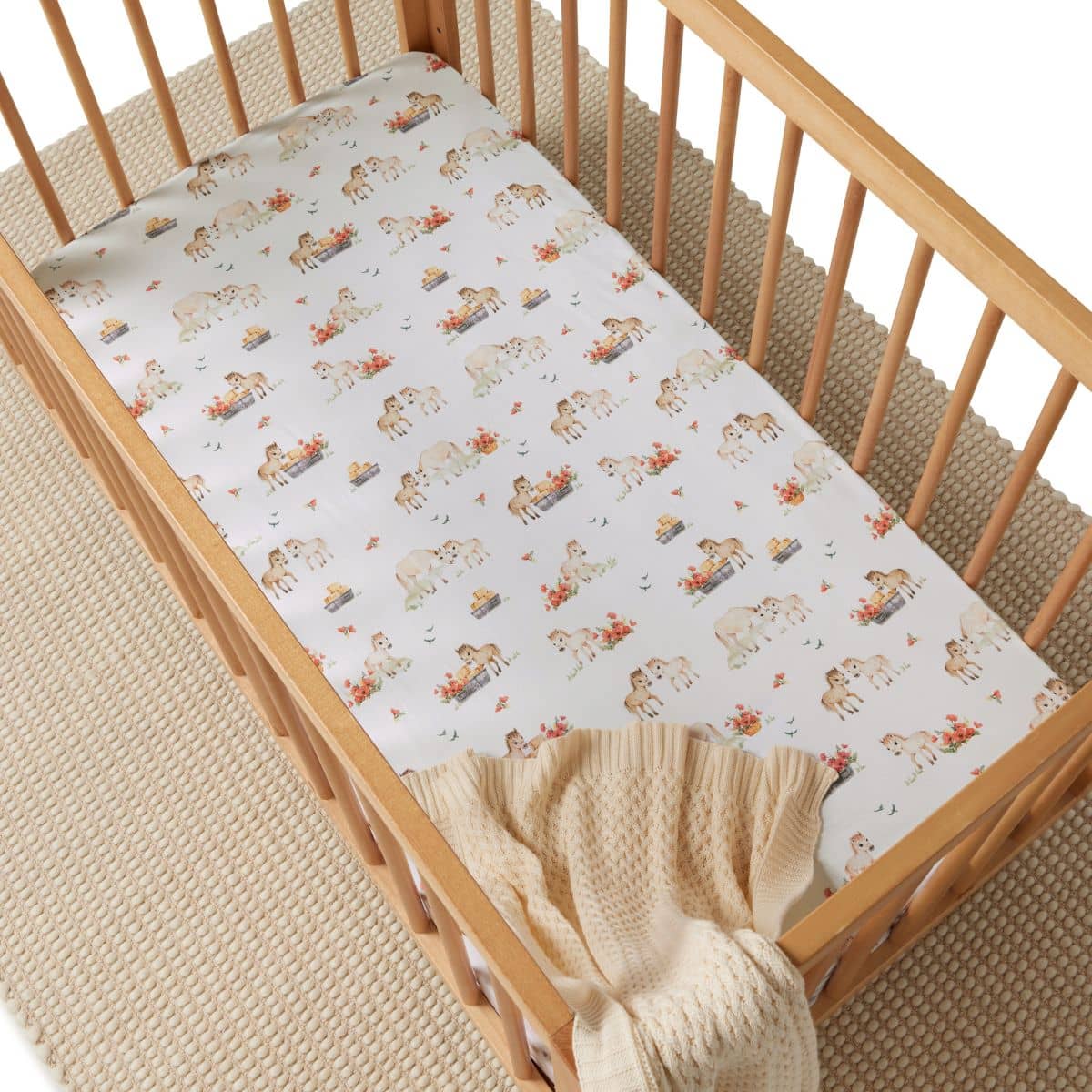 Snuggle Hunny Fitted Cot Sheet - Pony Pals Organic