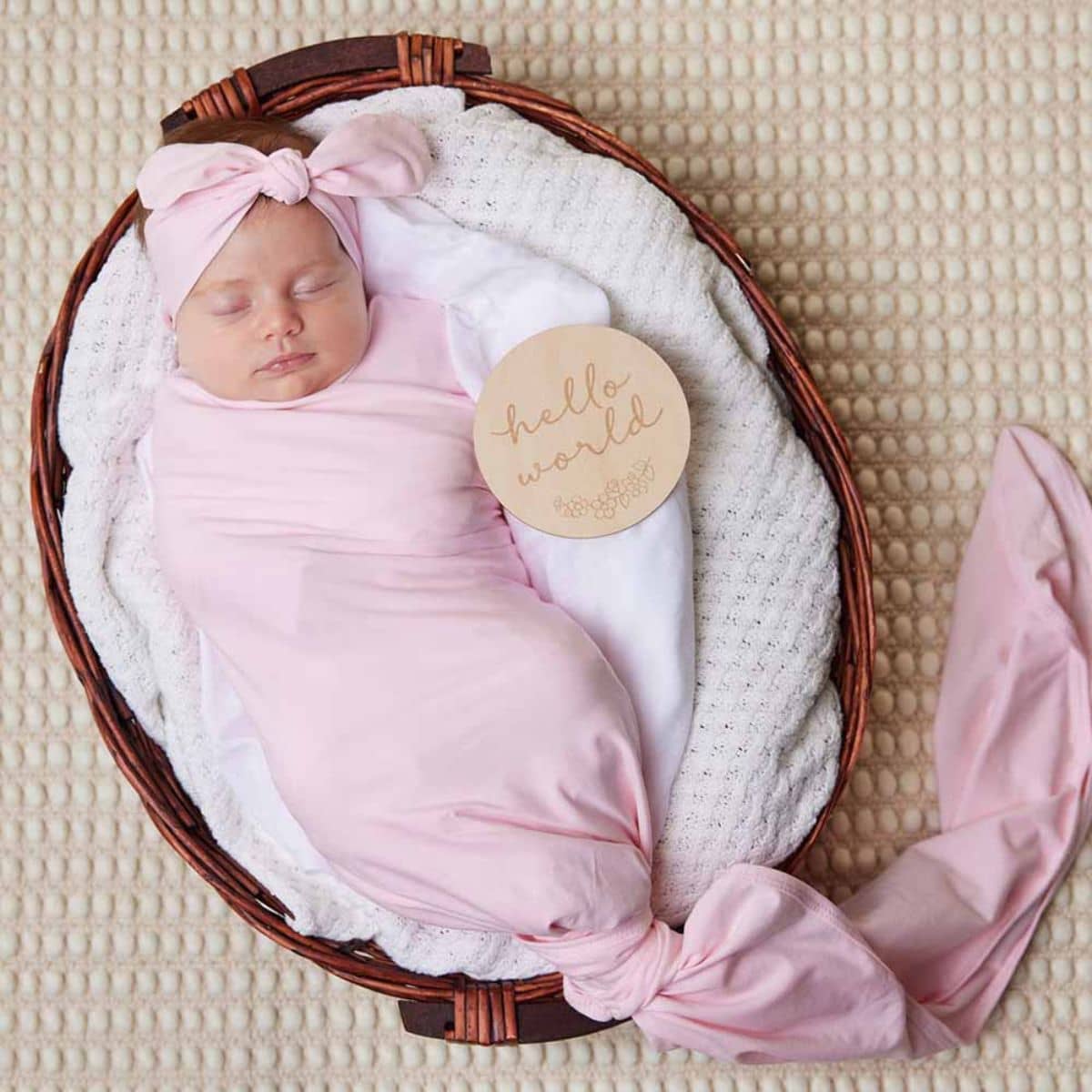 Snuggle Hunny Jersey Wrap with Matching Headwear - Baby Pink Organic