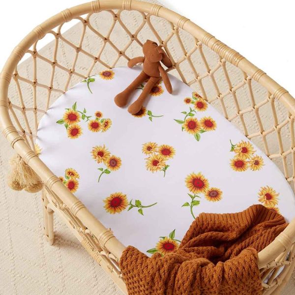 Snuggle Hunny Fitted Bassinet Sheet and Change Pad Cover - Sunflower
