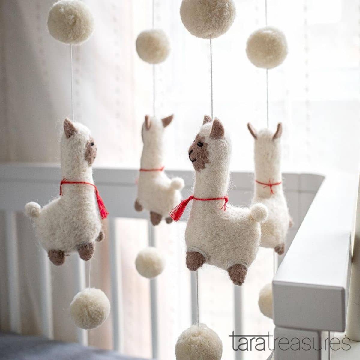 Tara Treasures Nursery Cot Mobile - Dancing Llamas