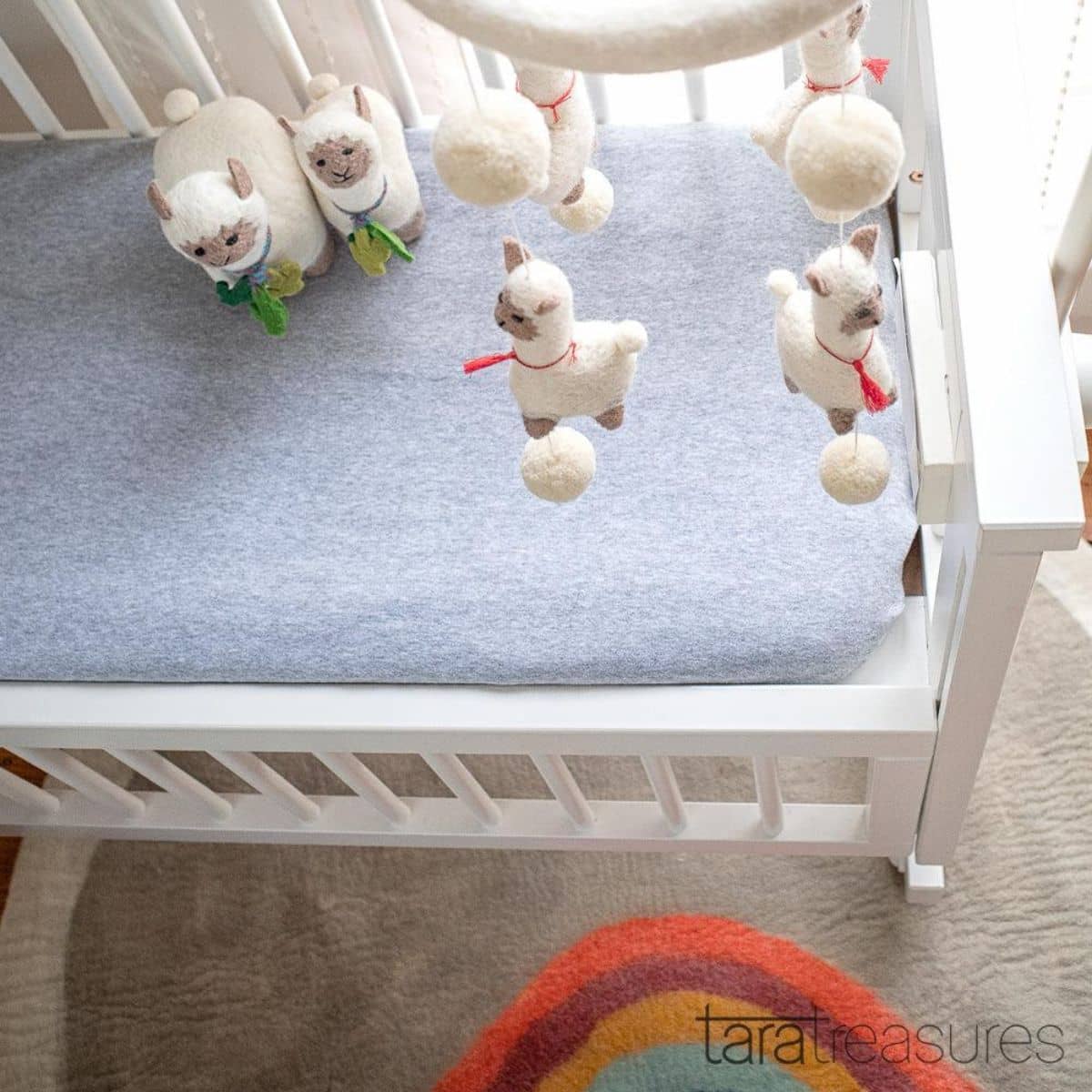 Tara Treasures Nursery Cot Mobile - Dancing Llamas