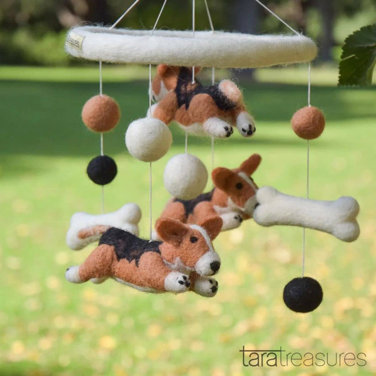 Tara Treasures Nursery Cot Mobile - Jumping Corgi Dogs
